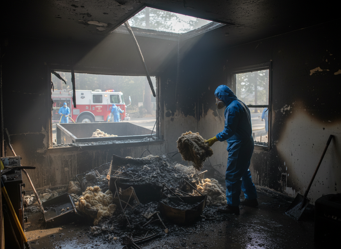 Apartment fire cleanup in Blue Jay