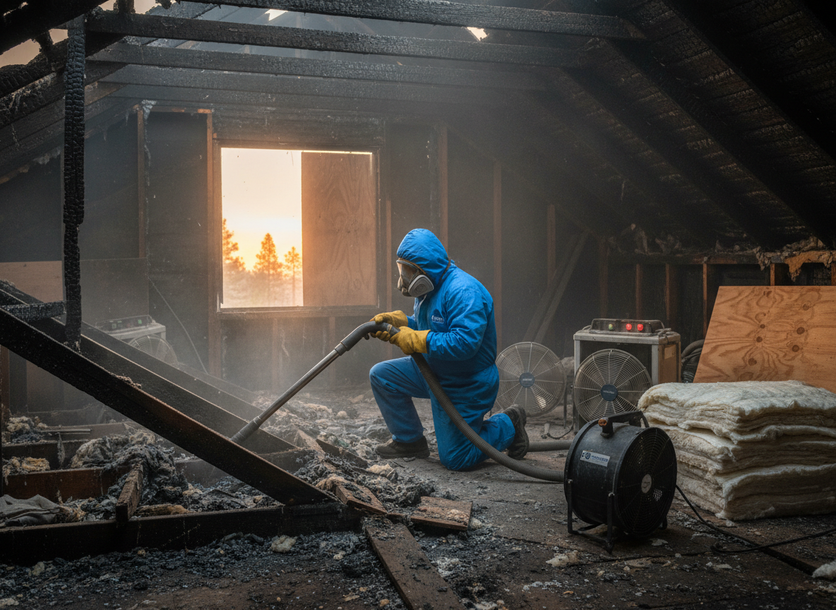 attic fire restoration in Blue Jay