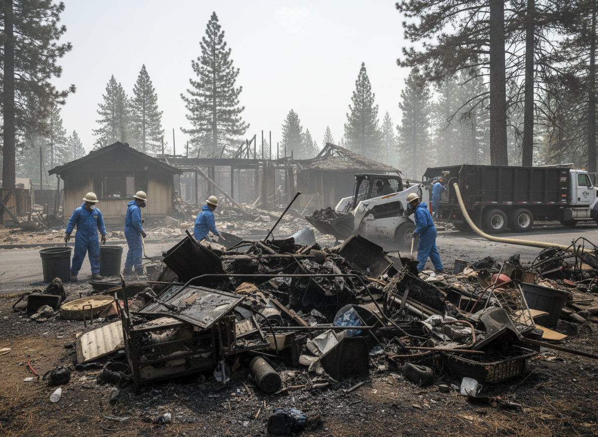 hoarding cleanup after fire in Blue Jay