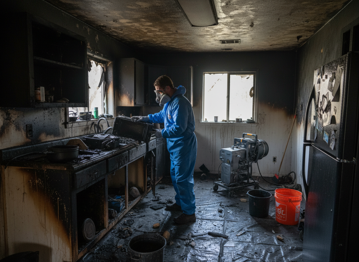 Kitchen fire cleanup in Blue Jay