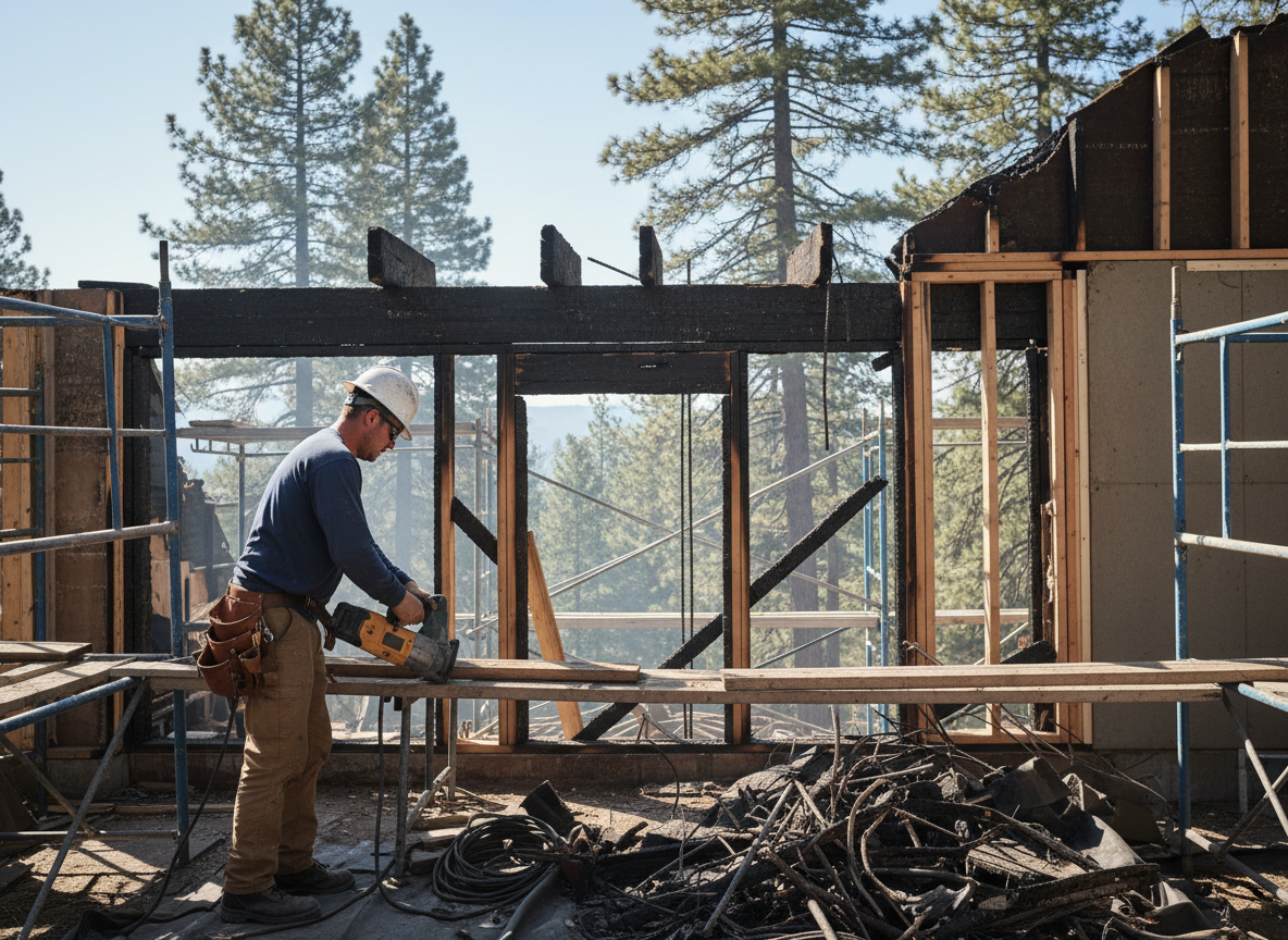Structural repair after fire in Blue Jay